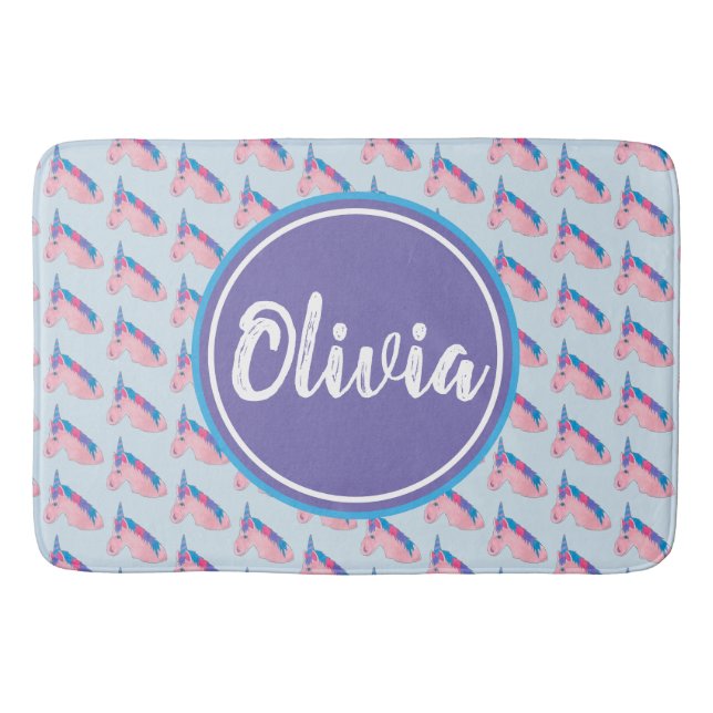 Alfombrilla De Baño Impresión de unicornio mágico rosa morado (Anverso)
