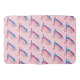Alfombrilla De Baño Impresión de unicornio mágico rosa morado