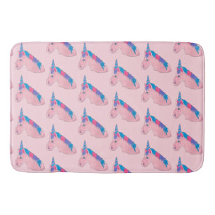 Alfombrilla De Baño Impresión de unicornio mágico rosa morado