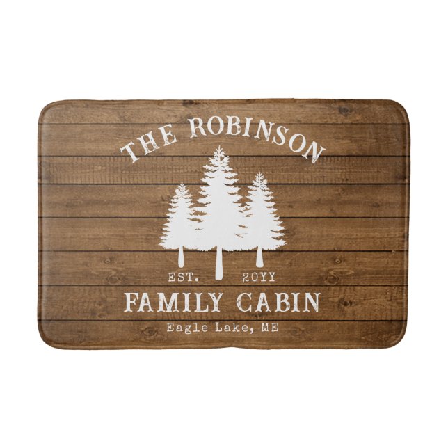 Alfombrilla De Baño Impresión estilo madera Rústica de la familia rura (Anverso)