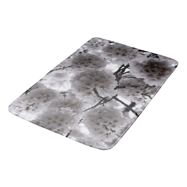 Alfombrilla De Baño Impresión floral blanca (Angular)