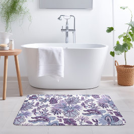 Alfombrilla De Baño Impresión floral morada boho vintage