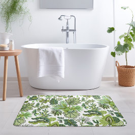 Alfombrilla De Baño Impresión floral vintage de Boho verde