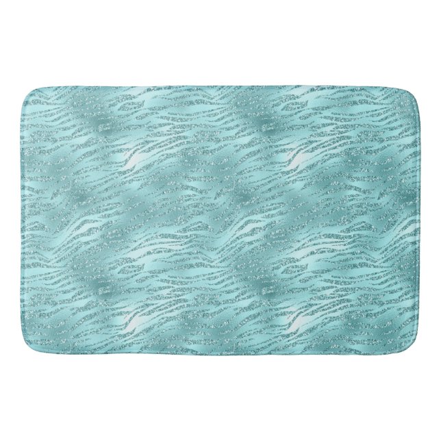 Alfombrilla De Baño Impresión Glitzy Mint Zebra (Anverso)