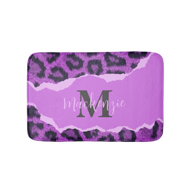 Alfombrilla De Baño Impresión violeta de leopardo (Anverso)