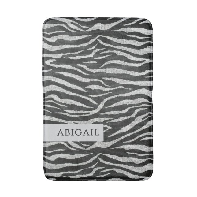 Alfombrilla De Baño Impresión y nombre de animales monocromos (Frente vertical)