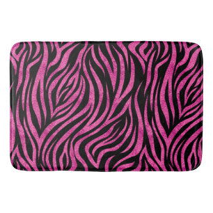 Alfombrilla De Baño Impresión Zebra Black Hot Pink