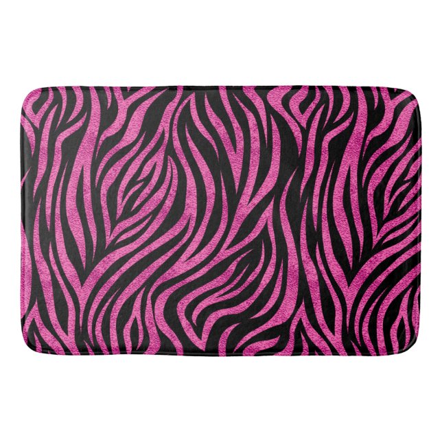 Alfombrilla De Baño Impresión Zebra Black Hot Pink (Anverso)