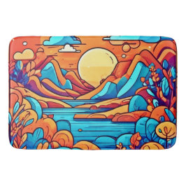 Alfombrilla De Baño Impresionante bosque caricaturista arcoiris