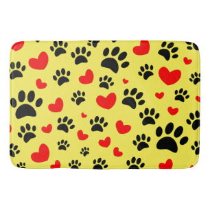 Alfombrilla De Baño Impresiones Al Azar De Papas De Perro Y Corazón Ro