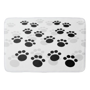 Alfombrilla De Baño Impresiones de la pata de perro en el patrón negro