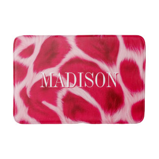 Alfombrilla De Baño Impreso Animal Leopardo Rojo Rosa Chic Femenino Pe
