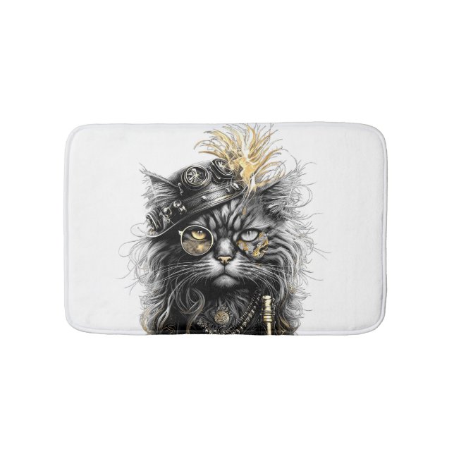 Alfombrilla De Baño Increíble gato steampunk  (Anverso)