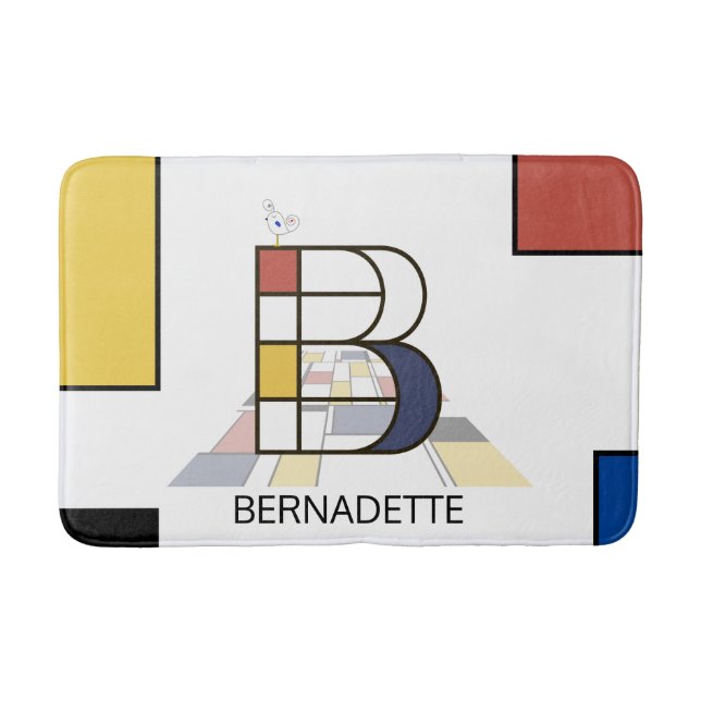 Alfombrilla De Baño Increíble Neoplasticismo Art Monograma. Letra B (Anverso)
