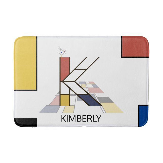 Alfombrilla De Baño Increíble Neoplasticismo Art Monograma. Letra K (Anverso)