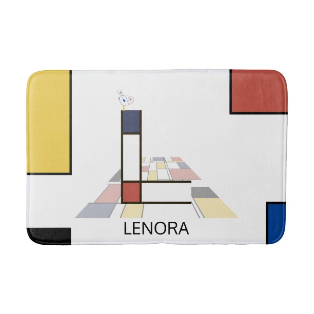 Alfombrilla De Baño Increíble Neoplasticismo Art Monograma. Letra L (Anverso)