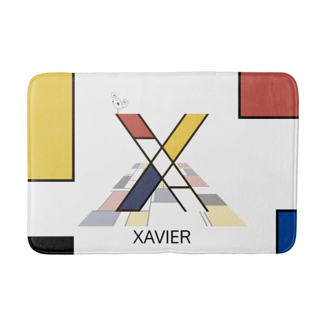 Alfombrilla De Baño Increíble Neoplasticismo Art Monograma. Letra X (Anverso)