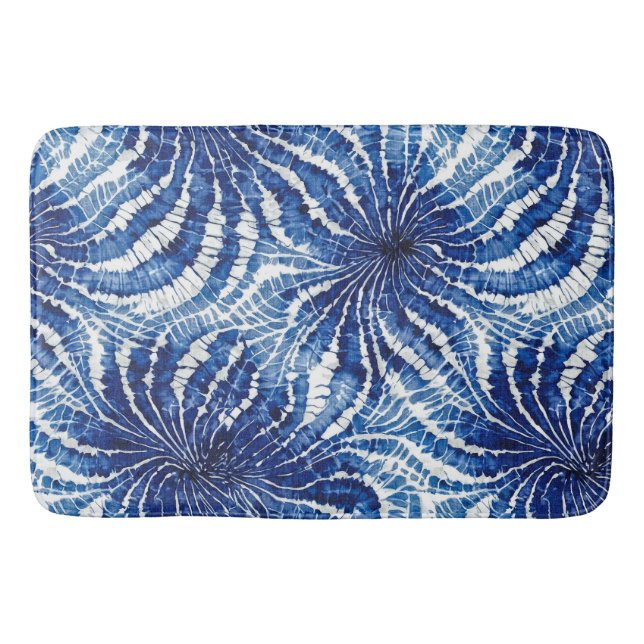 Alfombrilla De Baño indigo and white abstract tie dye pattern (Anverso)
