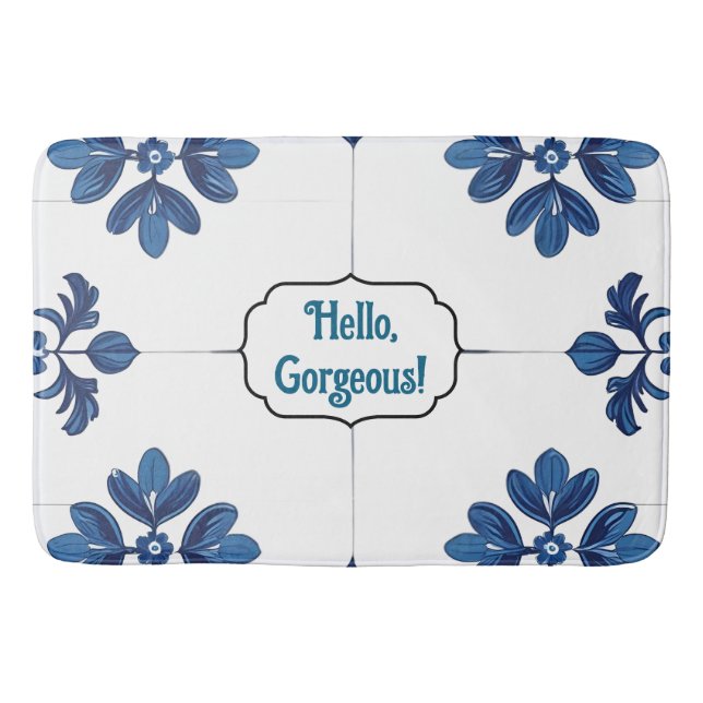 Alfombrilla De Baño Indigo Azulejo Blue Portuguese Lisbon (Anverso)