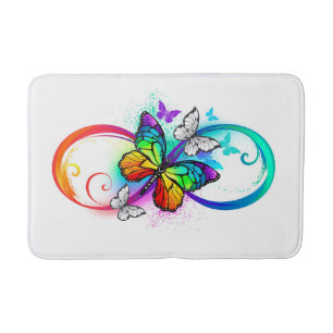Alfombrilla De Baño Infinidad brillante con la mariposa arcoiris