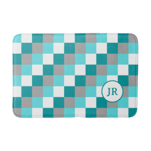 Alfombrilla De Baño Iniciales monogramadas en Verde azulado y Aqua Che