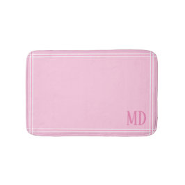 Alfombrilla De Baño Iniciales Personalizados de rayas blancas y rosas