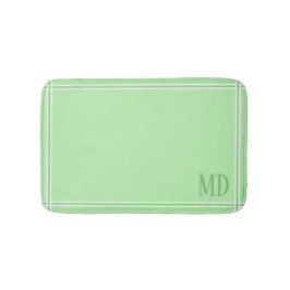 Alfombrilla De Baño Iniciales Personalizados de rayas blancas y verdes