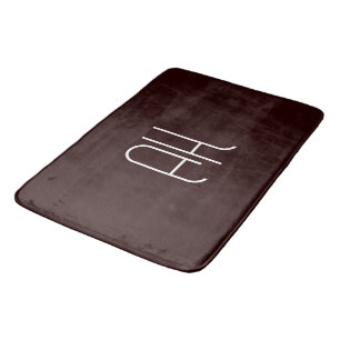Alfombrilla De Baño Iniciales personalizados oscuras y blancas simples