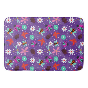 Alfombrilla De Baño 🌸 Insectos Coloridos Estilo Floral Hogar Acogedor