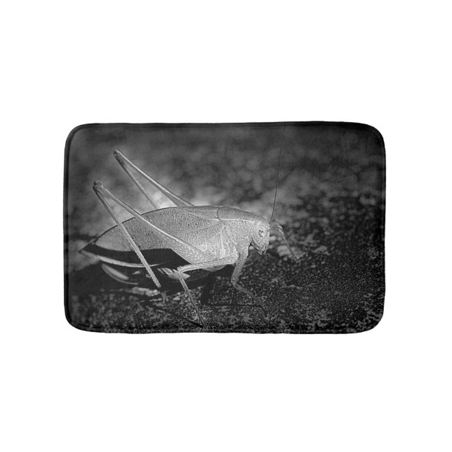 Alfombrilla De Baño Insectos Katydid En Blanco Y Negro (Anverso)