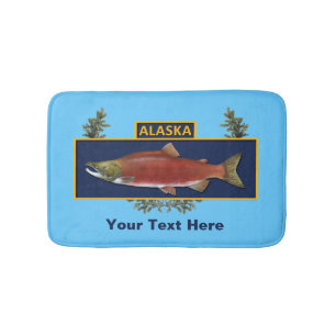 Alfombrilla De Baño Insignia de pescador de combate Alaska
