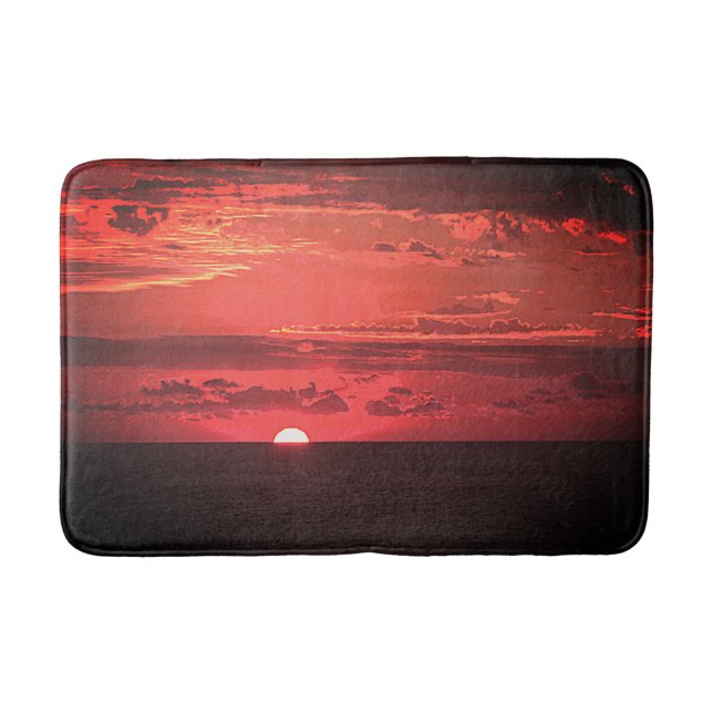 Alfombrilla De Baño Inspiradora foto natural de amanecer rojo y naranj (Anverso)