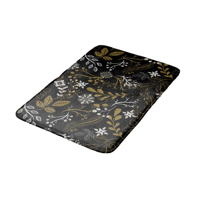 Alfombrilla De Baño Intricate floral pattern with gold and white  (Angular)