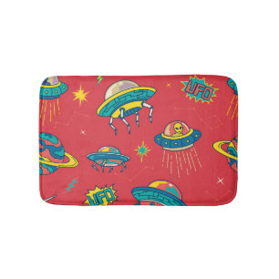 Alfombrilla De Baño Invasores espaciales de OVNI retro