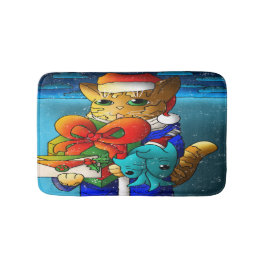 Alfombrilla De Baño Invitado del gato del navidad