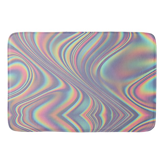 Alfombrilla De Baño Iridescent Holographic Swirl Texture (Anverso)