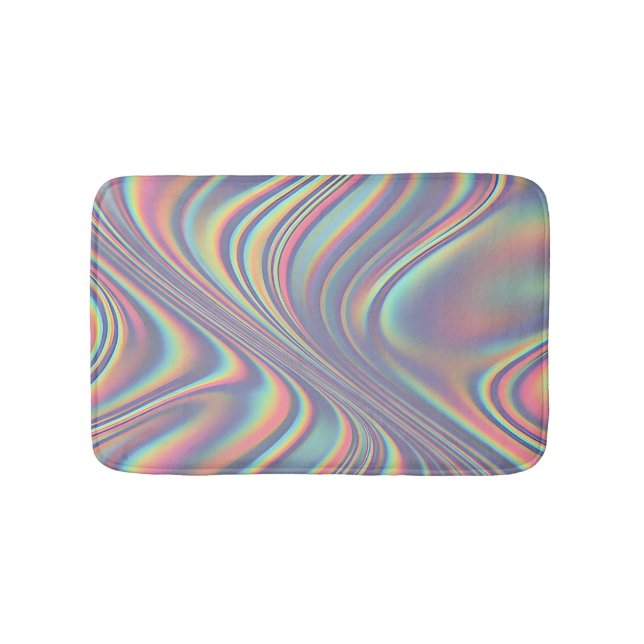 Alfombrilla De Baño Iridescent Holographic Swirl Texture (Anverso)