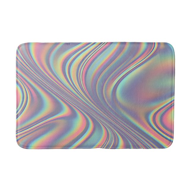 Alfombrilla De Baño Iridescent Holographic Swirl Texture (Anverso)