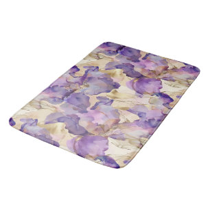 Alfombrilla De Baño Iris Floral Rosa Dorado Púrpura Romántico para Des