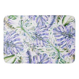 Alfombrilla De Baño Isla Purpura Hojas de Palma Tropicales Verano Isla