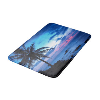 Alfombrilla De Baño Isla Tropical Beach Ocean Pink Blue Sunset Foto