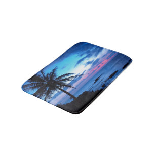 Alfombrilla De Baño Isla Tropical Beach Ocean Pink Blue Sunset Foto