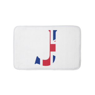 Alfombrilla De Baño J Monograma sobrepuesto en la bandera de la Unión 