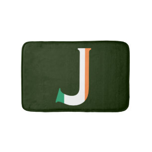Alfombrilla De Baño J Monograma sobrepuesto en la Bandera Irlandesa bm