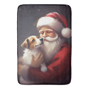 Alfombrilla De Baño Jack Russell Con Navidades festivos de Santa Claus