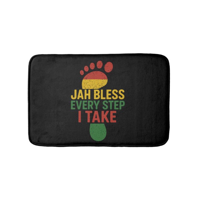 Alfombrilla De Baño Jah Bless Every Step I take Rastafarian Flag Rasta (Anverso)
