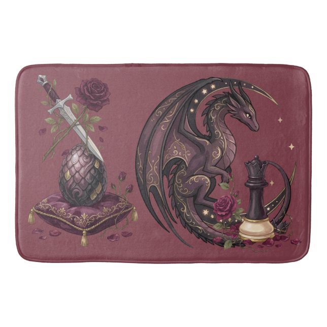 Alfombrilla De Baño Jaque mate de ajedrez de dragón gótico (Anverso)