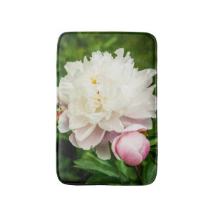 Alfombrilla De Baño Jardín de flores Peonía Rosa