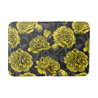 Alfombrilla De Baño Jardín de peones nocturnos en amarillo y gris