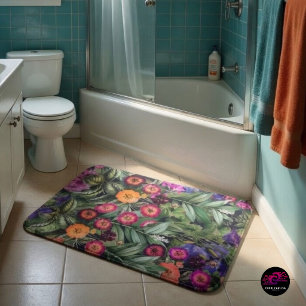 Alfombrilla De Baño Jardín Floral Rosa Isla